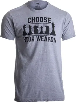 Šachmatai - Pasirinkite Savo Ginklą | Juokingas Žaidėjas Pokštas, Klubo Komanda Nustatyti Žaidimas Humoro T-Shirt-(Suaugusiųjų,L) Sportas Pilka